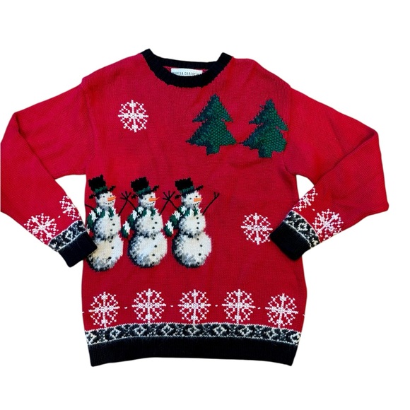 Marisa Christina Sweaters - Vtg Marisa Christina Sweater Handknit Christmas Snowman Size Medium